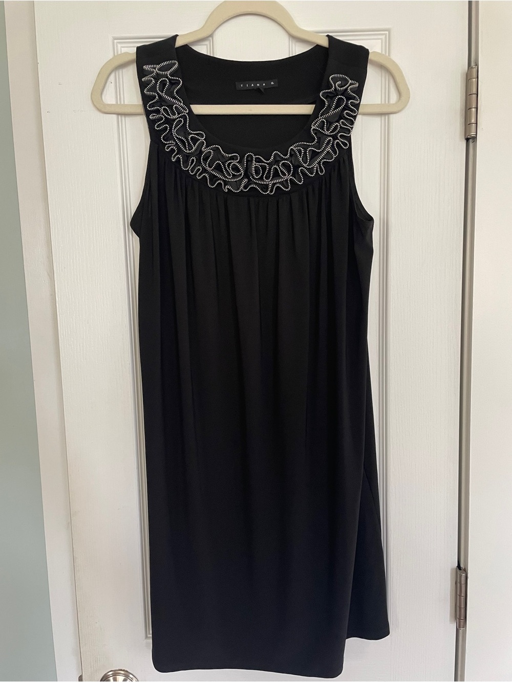 Tiana B. Black Dress with Silver Embroidered Trim